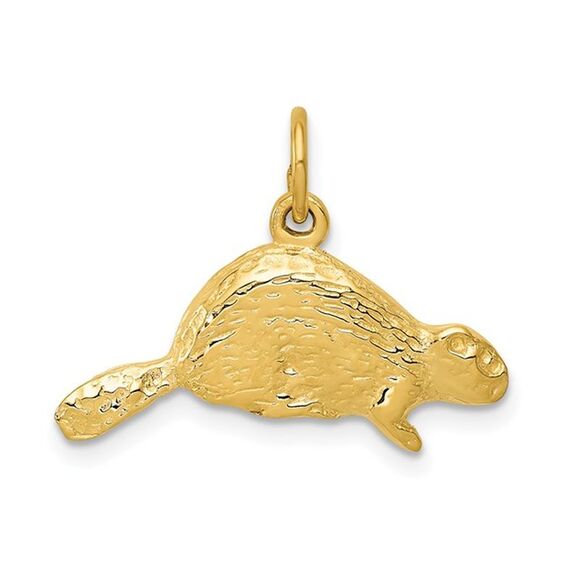14K Yellow Gold Beaver Charm Pendant (NO CHAIN)